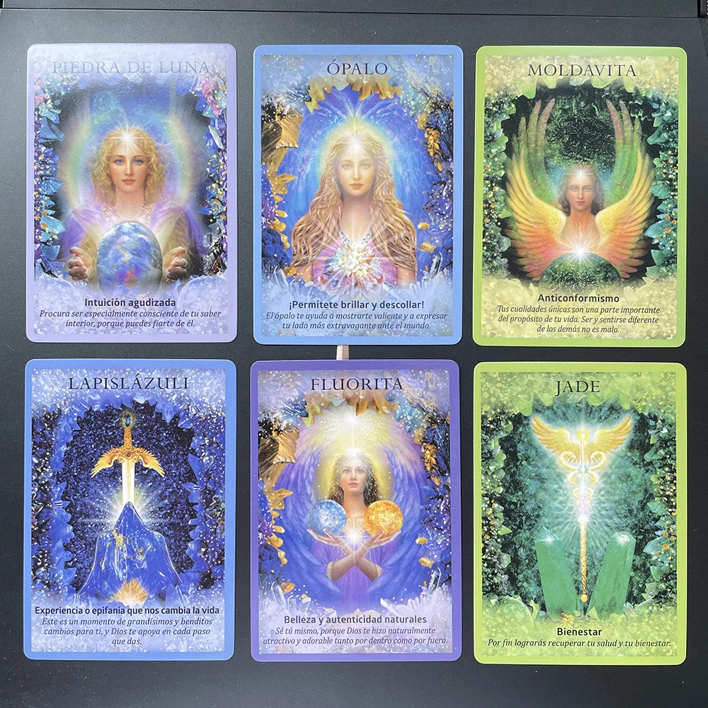 Spanish Oracle Deck Angels Tips Beautiful 44 Cards Fortune Telling Tarot Runes Divination with Meaning on Them Keywords