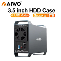 MAIWO Dual Bay RAID Array Box SATA To USB 3.0 Disk External Box for 3.5 Inch Hard Drive Case with 4 RAID Modes Case with Fan