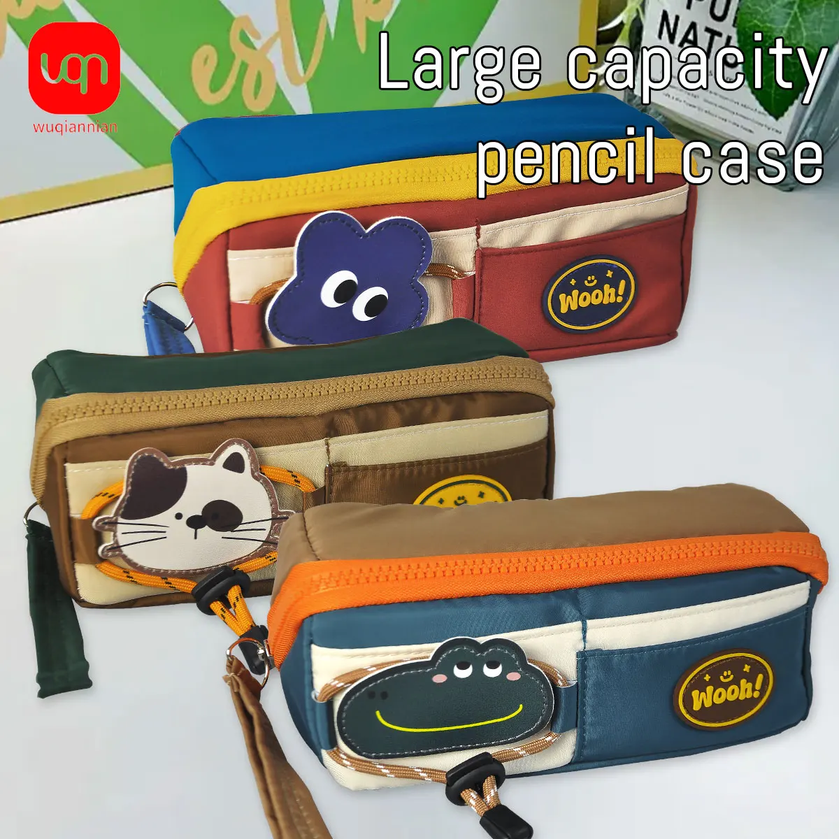 

WQN-1pc Multi-color Zippered Pen Bag - Durable, Large Capacity, Can Store Learning and Office Supplies, Back-to-School Season
