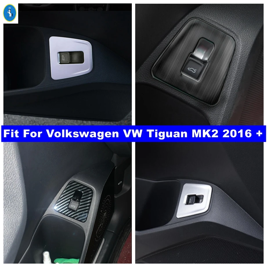 

Trunk Box Rear Door Switch Control Button Cover Trim For Volkswagen VW Tiguan MK2 2016 - 2023 Carbon Fiber / Silver Accessories