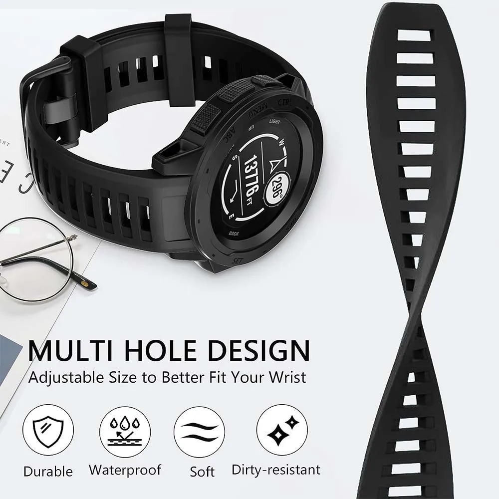 Band For Garmin Instinct with a Soft Silicone Watch Strap - Compatible with Instinct 2/ Solar/ Tactical/Instinct 1