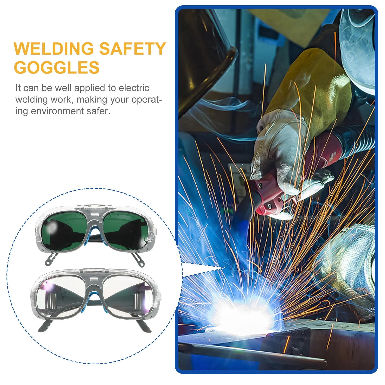 

2Pcs Welding Goggles Safety Glasses Tinted Protective Lightweight Double Layer for Welding Cutting Grinding Uv Ir Protection