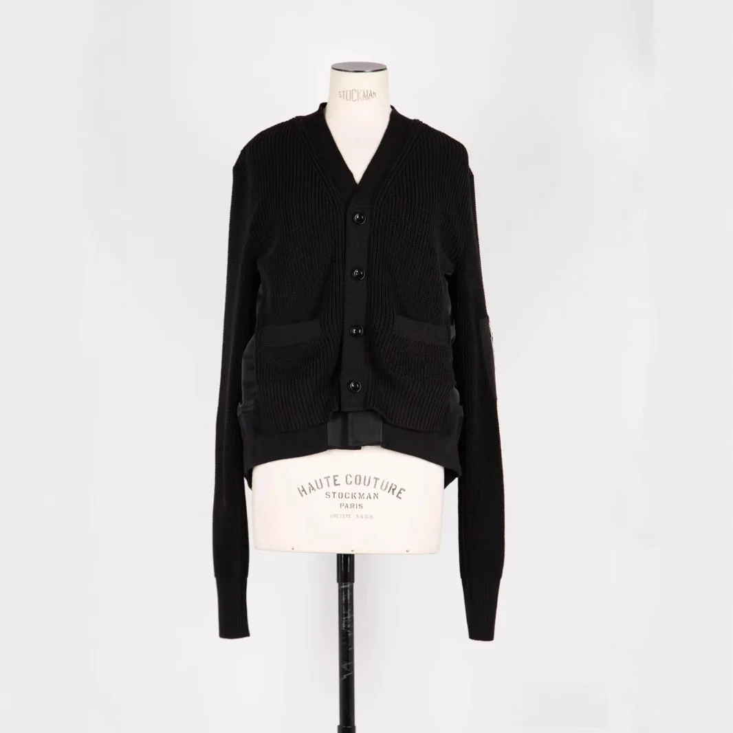 2024 ฤดูใบไม้ร่วงและฤดูหนาวใหม่Patchworkเสื้อสเวตเตอร์ถักจีบแขนยาวถักผู้หญิง