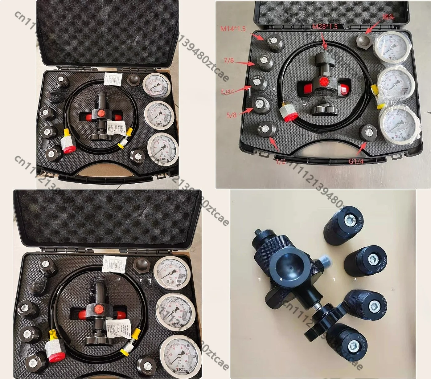Hydraulic Accumulator Nitrogen Charging Kit 7 in 1 Gas Pressure Test Tool