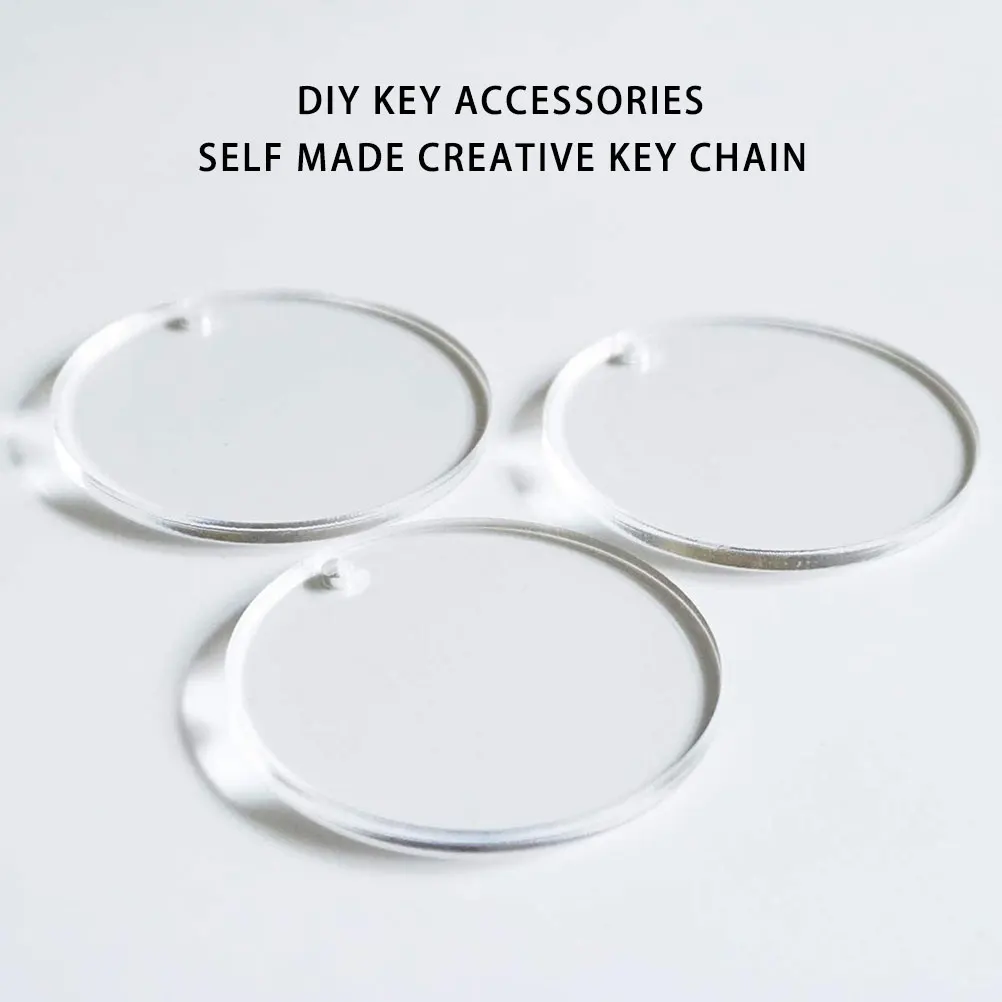 

DIY Key Chain Blanks Clear Acrylic Round Discs Circle Rings for Crafting Custom Keychains and Gifts