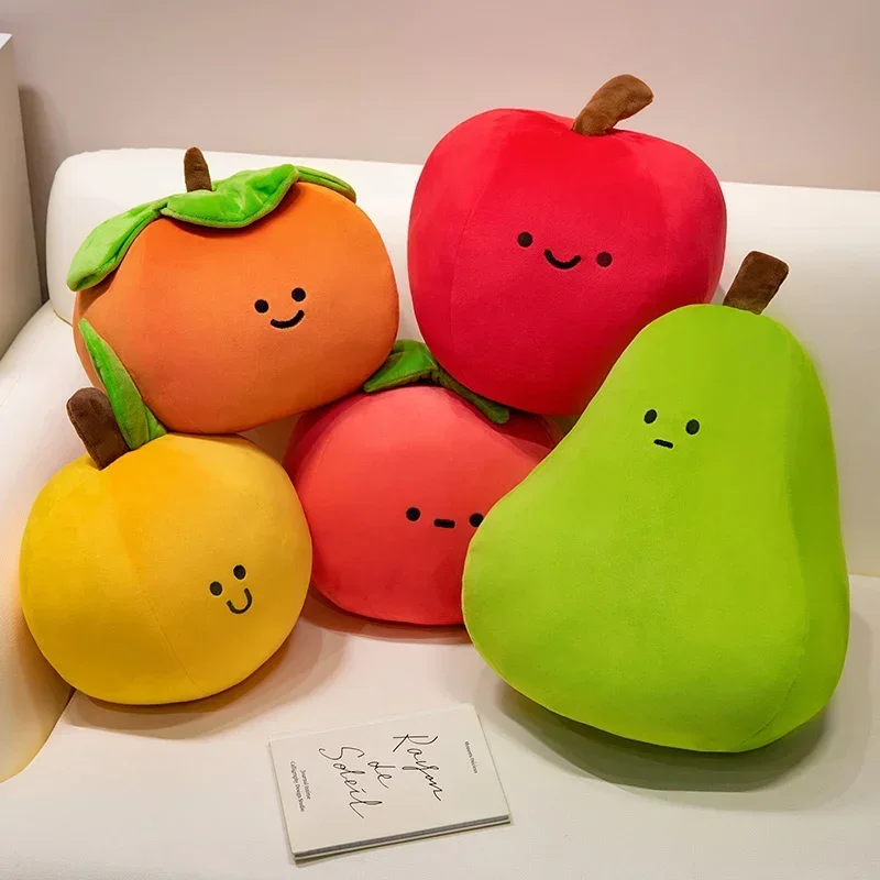 สบายผลไม้ Plush ของเล่น Kawaii การ์ตูนมะเขือเทศ Apple Pear สีส้ม Persimmon หมอนนุ่ม Appease เด็กทารกตุ๊กตาคริสต์มาสของขวัญ