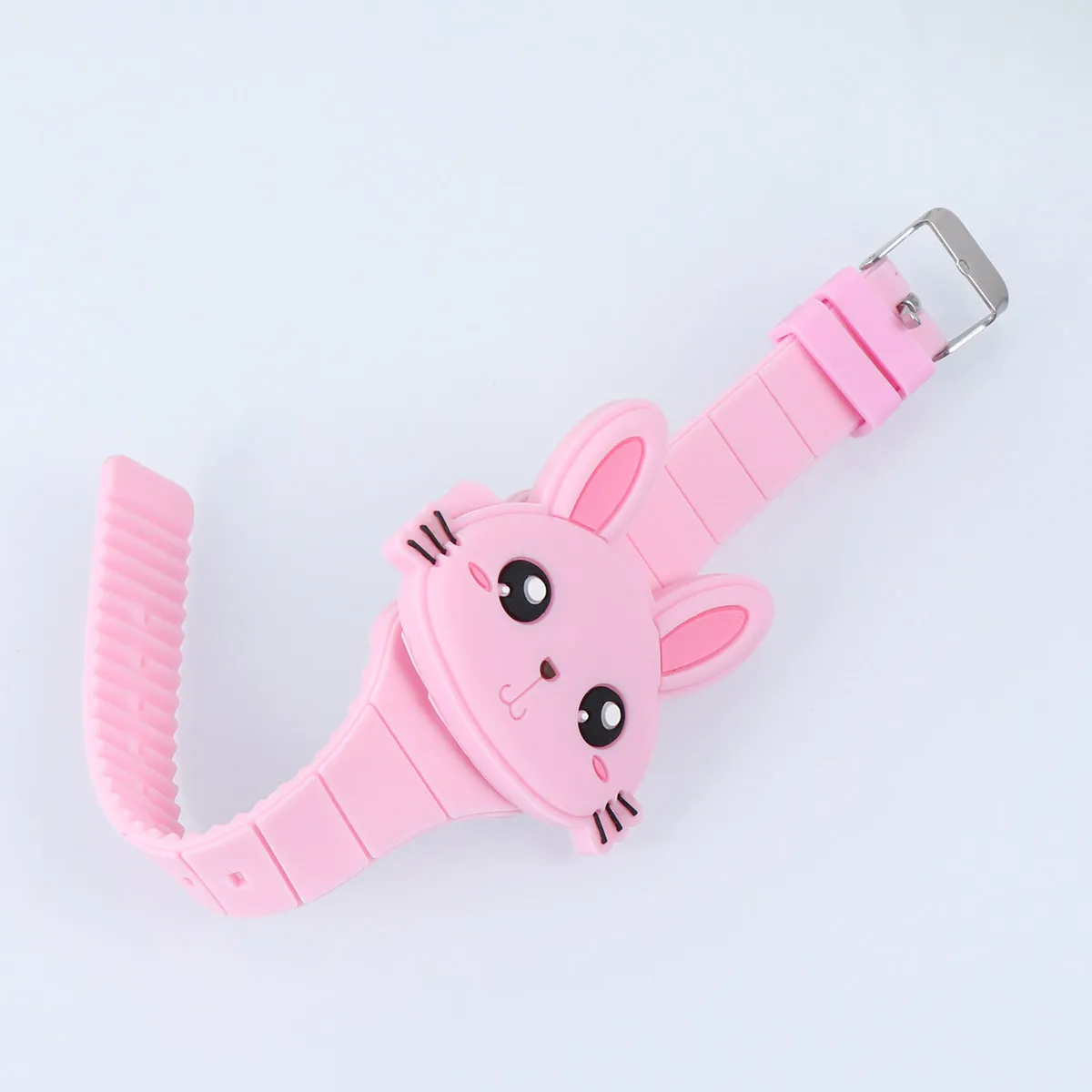 Rabbit Shape Silicone Kids Watch Cartoon Design Comfortable Stretch Wristband for Children Toddlers Birthday Shower Party Favor
