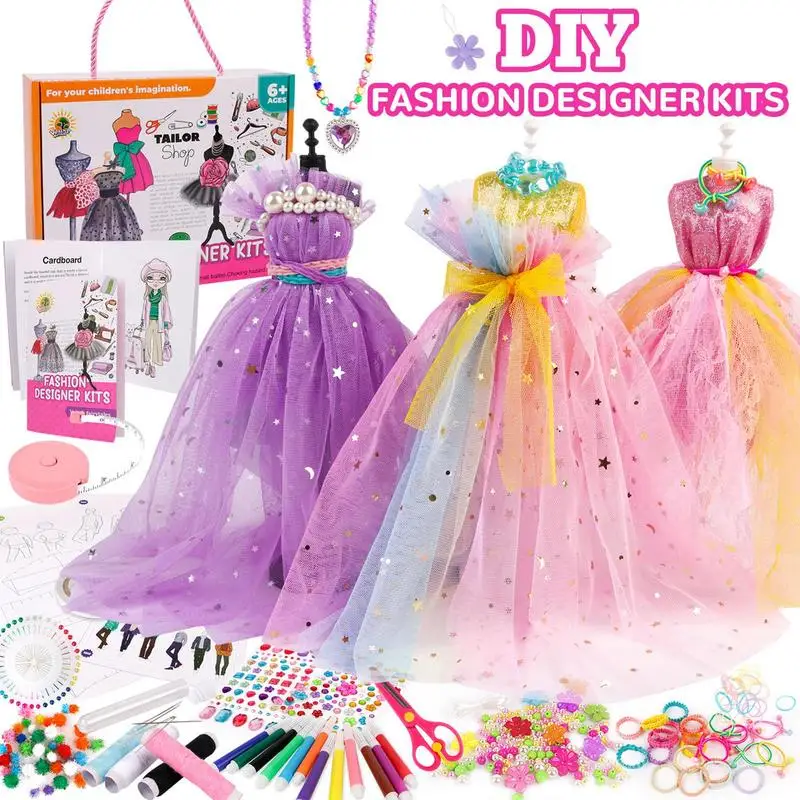 Fashion Design Kit For Girls 345pcs Girls Embroidery Kit Sewing DIY Basic Reusable Kit For Creativity DIY Arts Learning Crafts