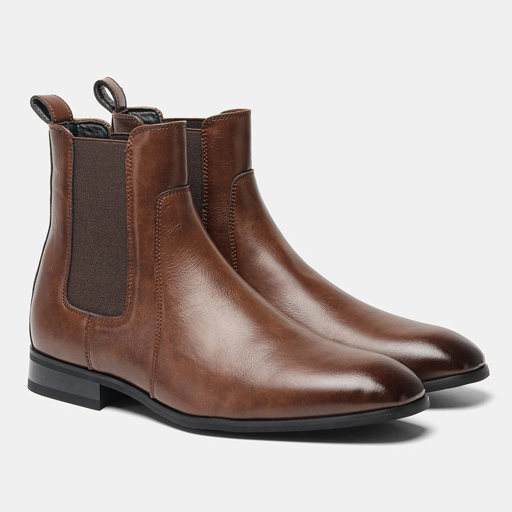 Chelsea Boots For Man Smooth Plain Toe Men's Boots Elastic Side Boots For Man Clean Side Panels Dress Ankle Boots