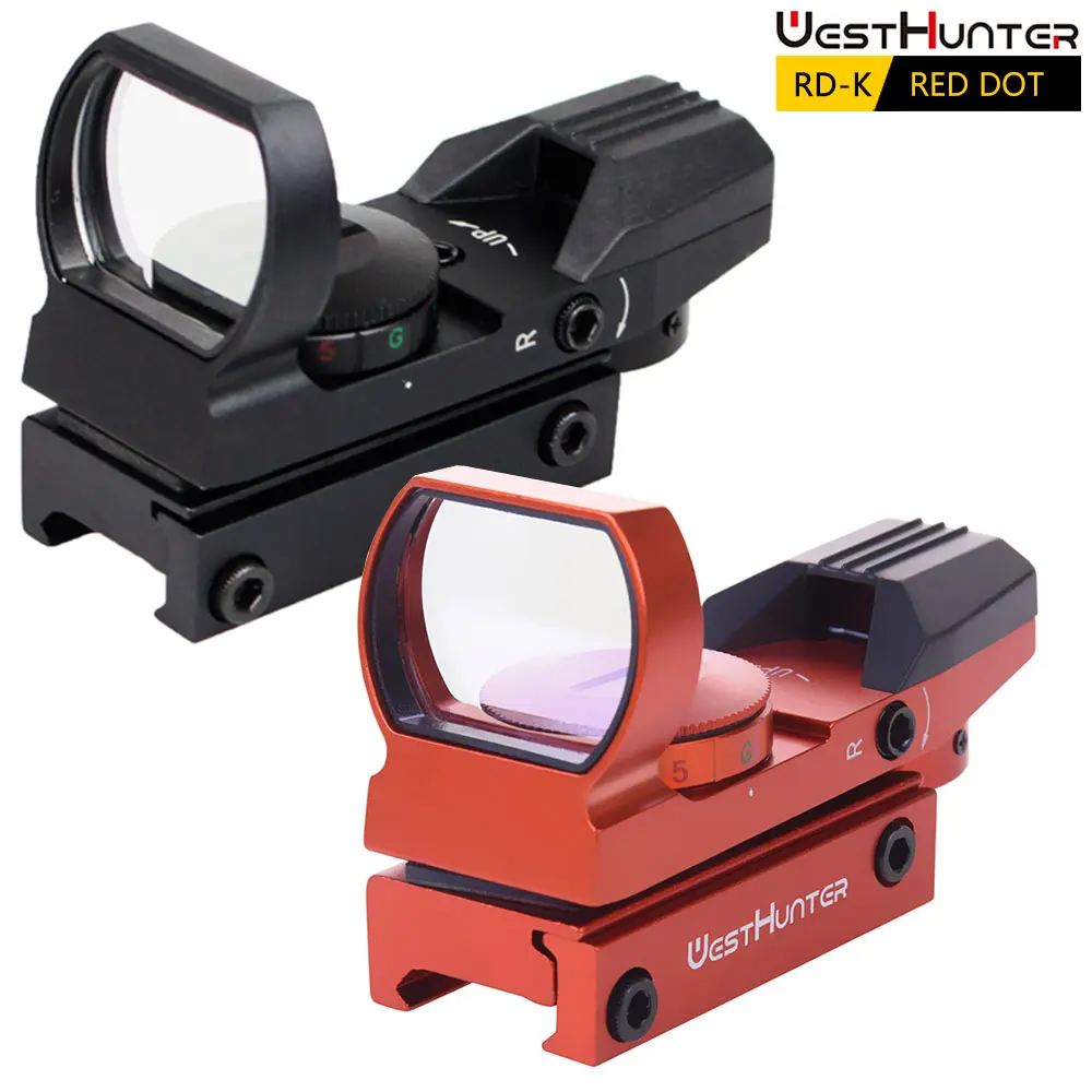 WestHunter RD-K Compact Hunting Red Dot Scope Red & Green 4 Reticles Tactical Reflex Optical Sights For 20mm Rail