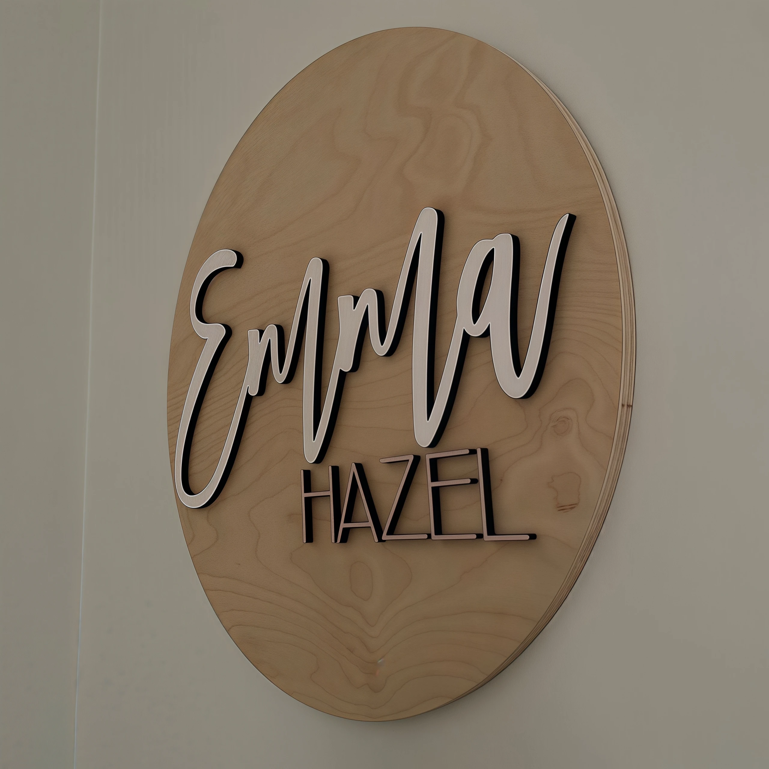 Plaque Ronde Personnalisée avec Nom pour Bébé, en Bois, Cadeau de ixPréChristophe, Décoration Murale Boho et Naturelle