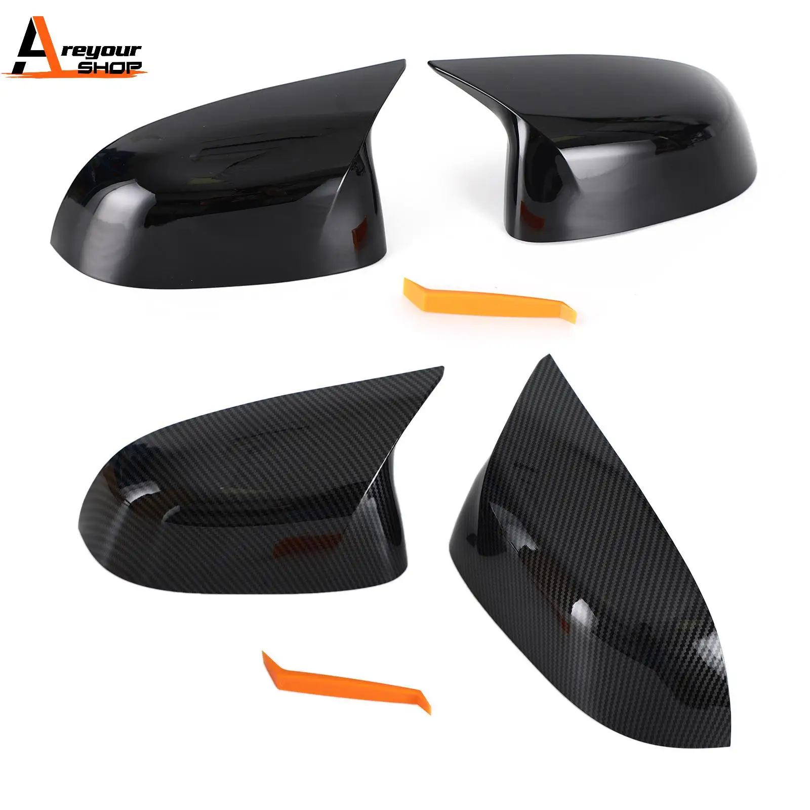 Areyourshop 2x Rear View Side Mirror Cover Caps For BMW X3 X4 X5 X6 G01 G02 G05 G06 Car Auto Parts