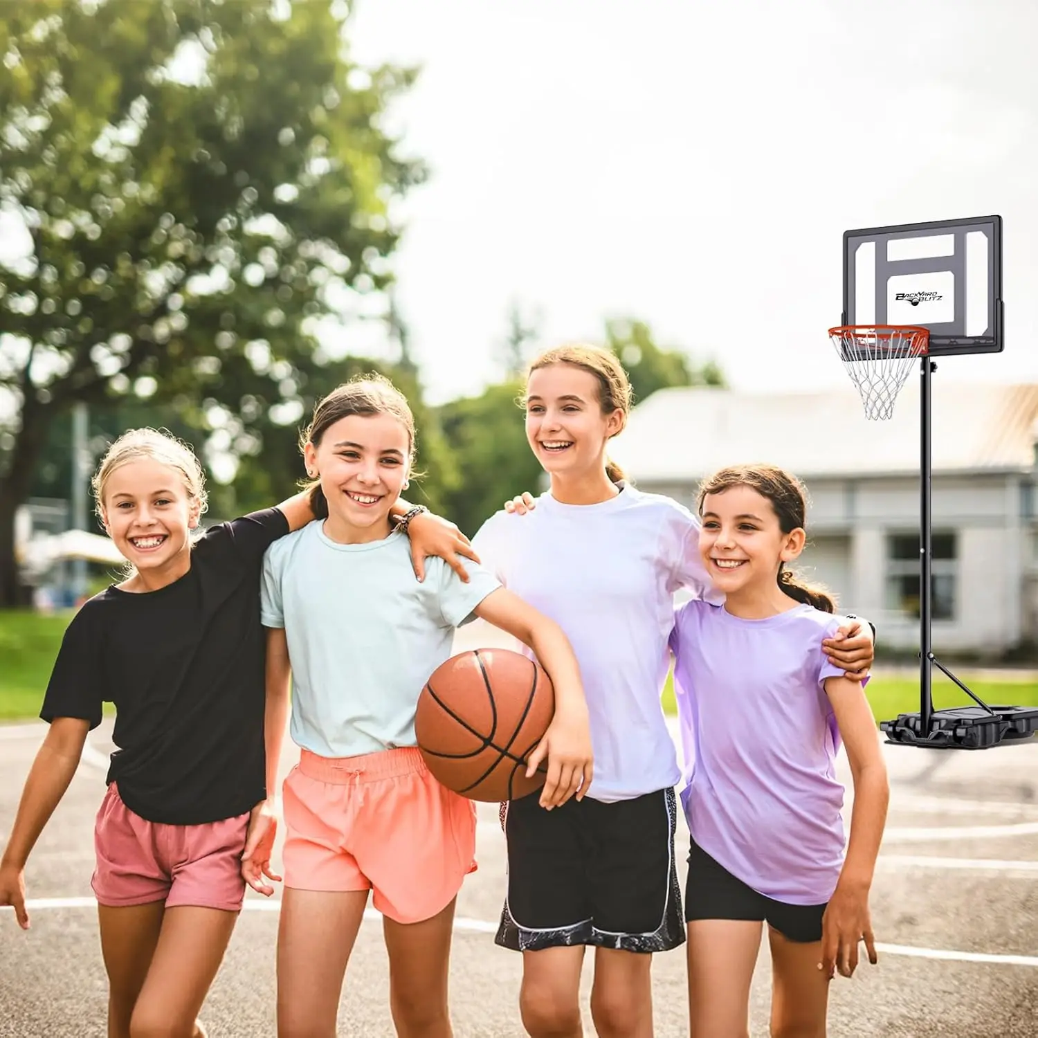 Portable Basketball Hoop for Backyard Fun, Adjustable Height, Easy Setup