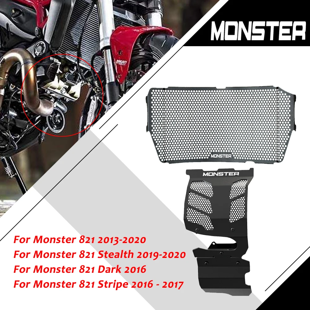 

For DUCATI Monster 821 MONSTER821 Stealth/Dark/Stripe Motorcycle Radiator Guard Grille Cover Protector Engine housing protection