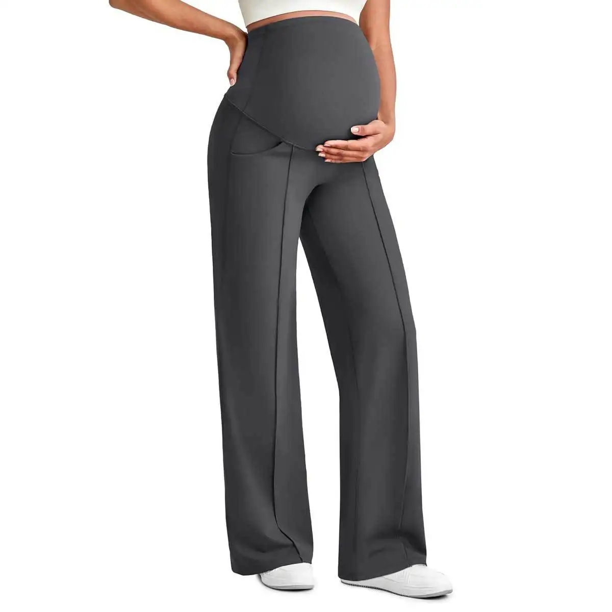

Pregnant Women Casual Loose Wide-leg Pants Maternity Elastic Waist Belly Support Trousers 2026 Spring Autumn Pregnancy Clothing