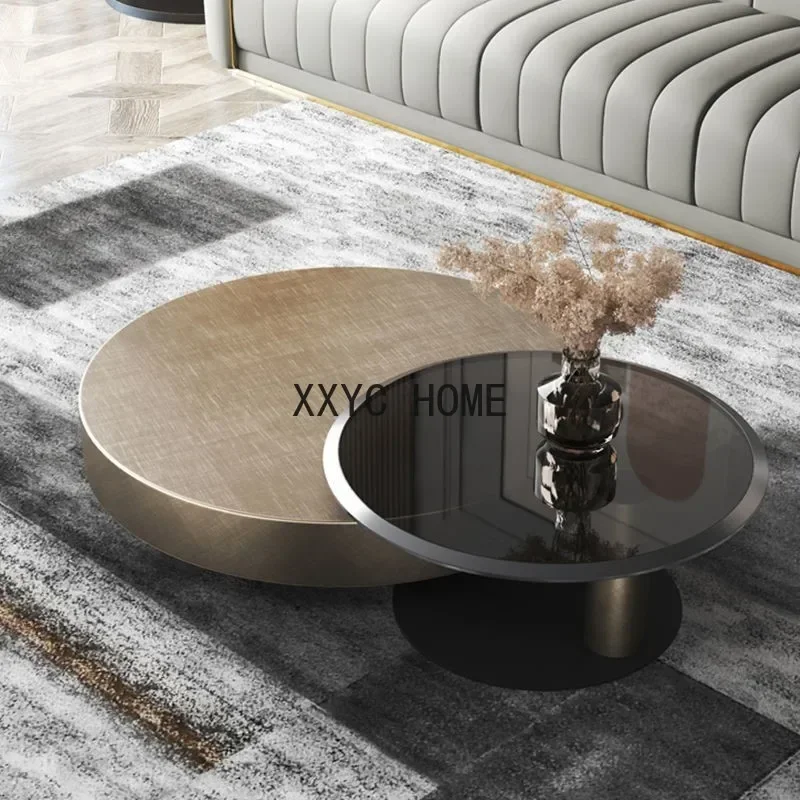 

Modern Nordic Round Little Coffee Table Extendable Metal Side Table Drawers Decoration Living Room Tavolino Smart Furniture