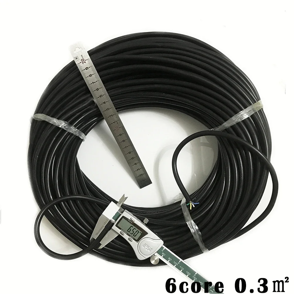 100 Meters Power Cable 6 core Wire Monitor Power Cord Round RVV6X0.3 Square Soft Sheathed Electrical Cable