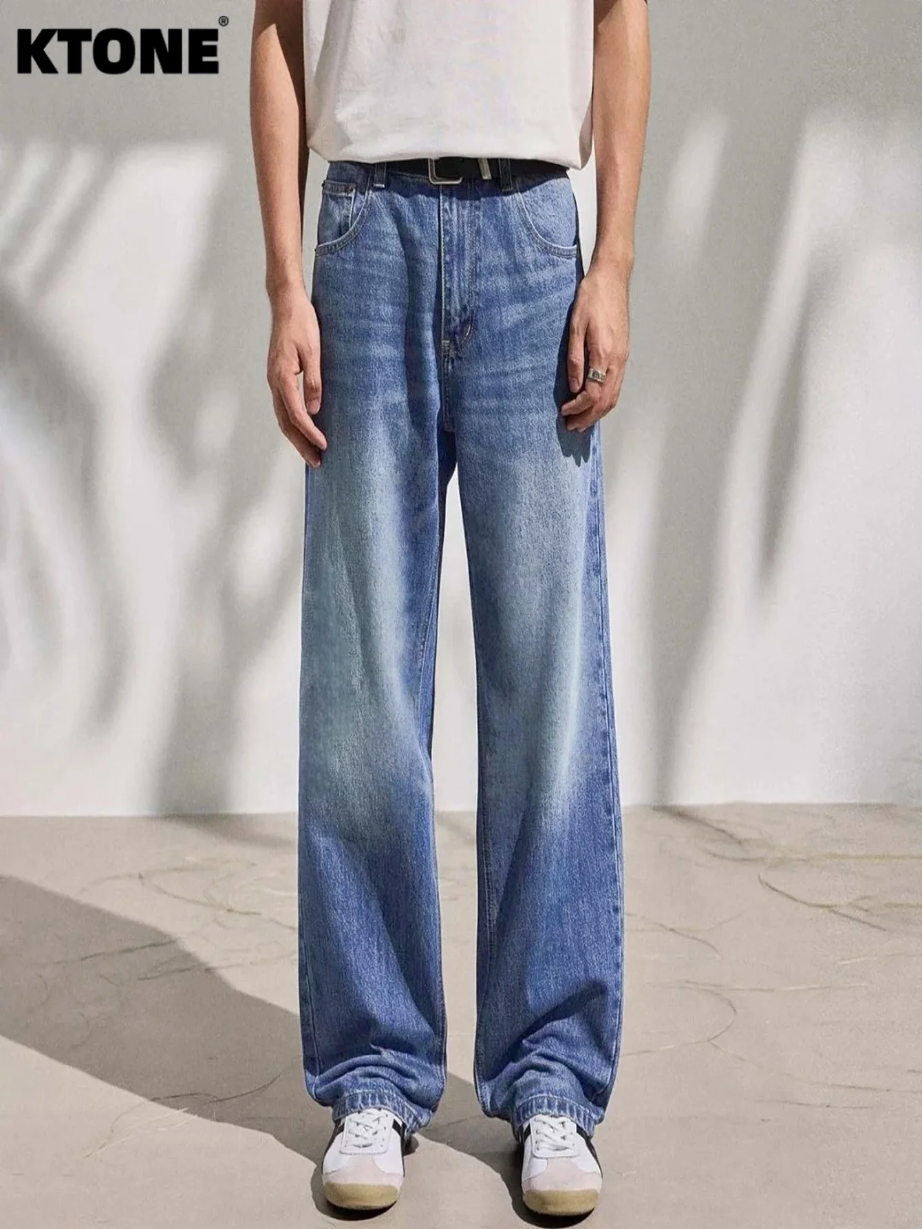 

Men's Loose Blue Jeans For Man Casual Original Drip Style Loose Pants No accessories or belts included