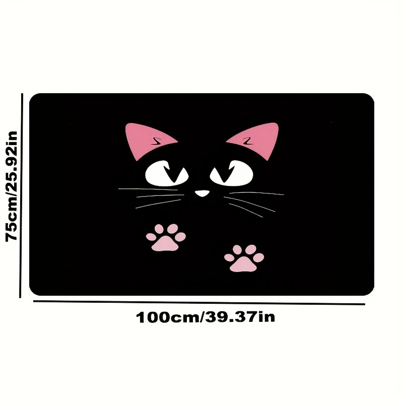 VIKAMA Cartoon Black Kitten Trunk Mat Stain Resistant Non Slip Universal Car Boot Liner Pet Decor