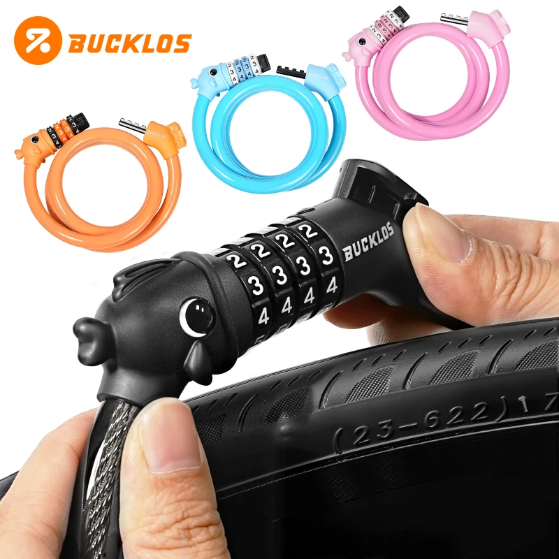 BUCKLOS 4-Digit Password Bike Chain Lock Zinc Alloy Core Bicycle Lock Chain Road MTB Bike Locks 135cm Locks for Multi-scene