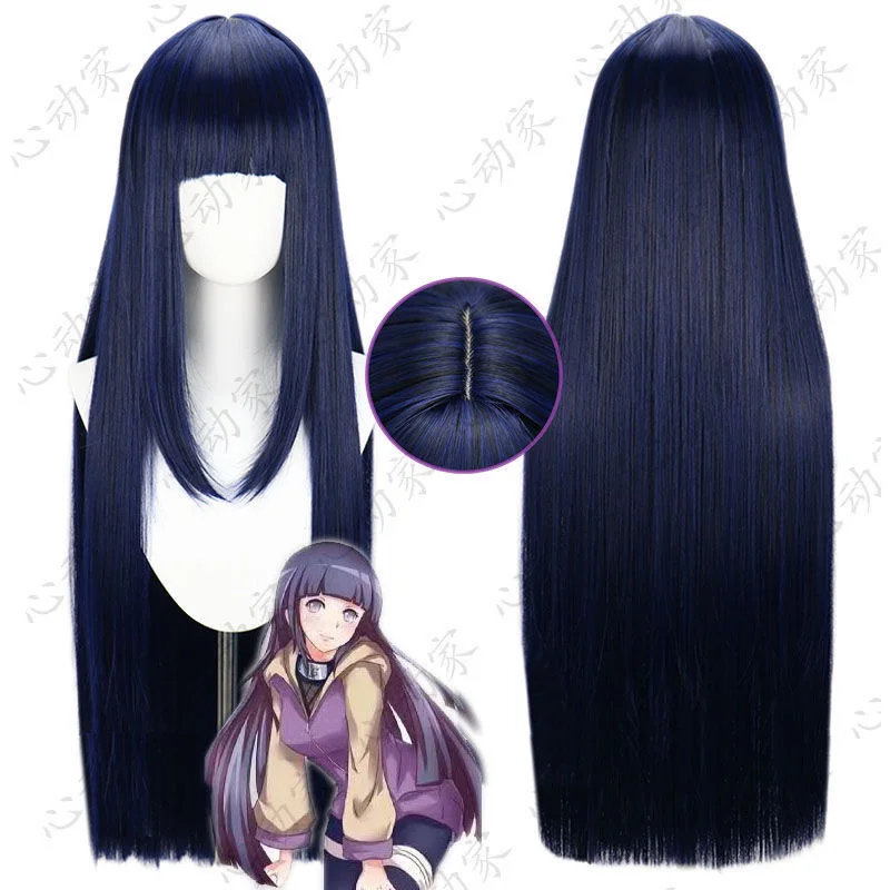 

Наруто Хината ХьюгакосПерука Имитация кожи головы Синий Черный Универсальный косплейПрямые волосы