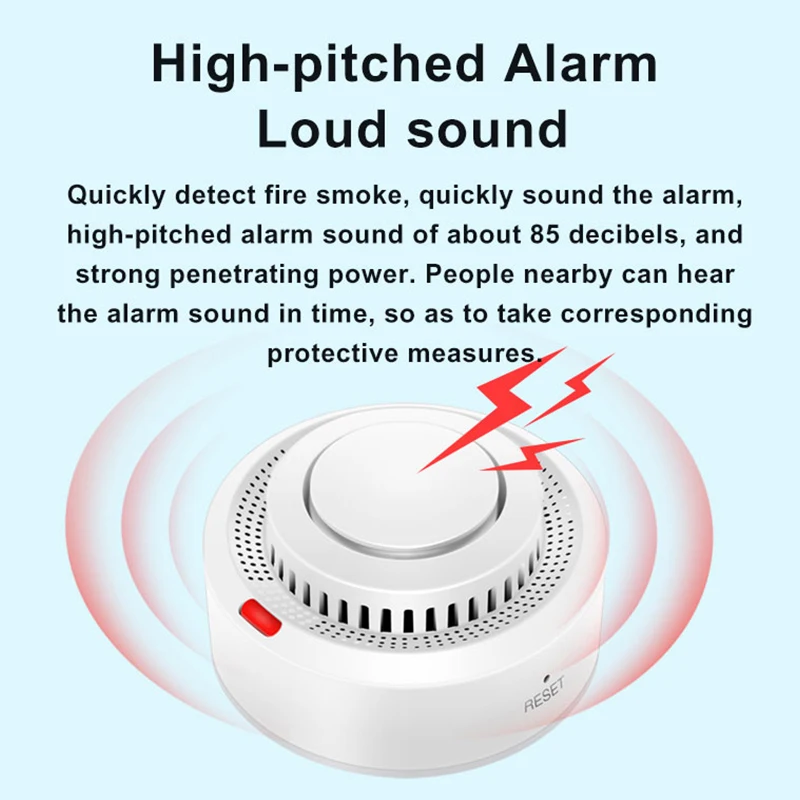 Tuya Zigbee Smart Smoke Detector Smart Life App Remote Monitoring Fire Alarm Sensor Home Security System Works with Gateway Hub