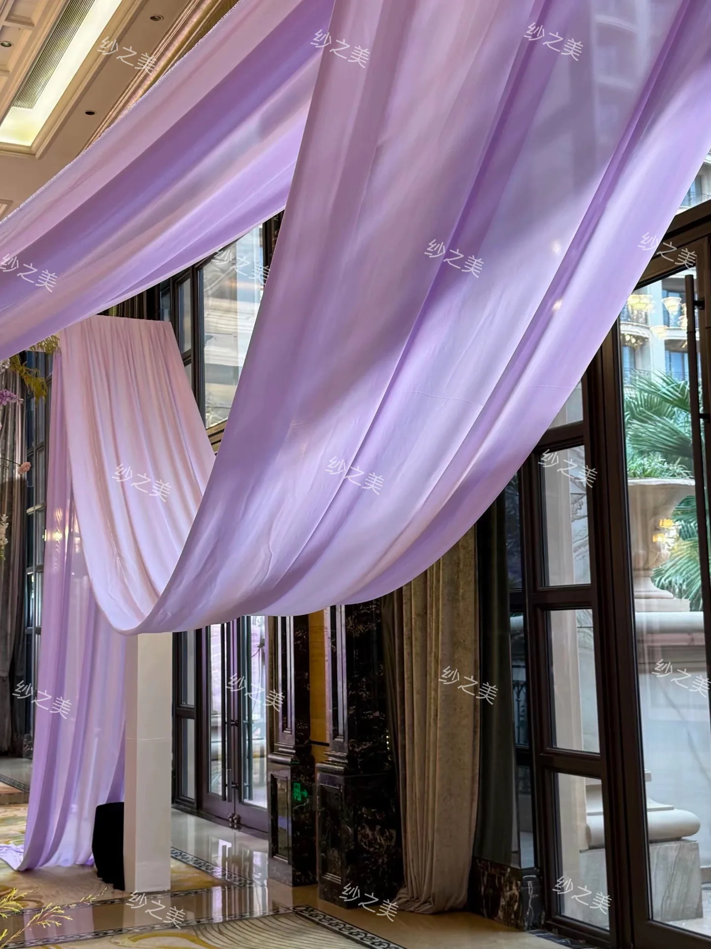 Purple Chiffon Fabric Draping for Wedding Ceremony Layout Translucent Light Yarn Clothing Handmade DIY Fabric
