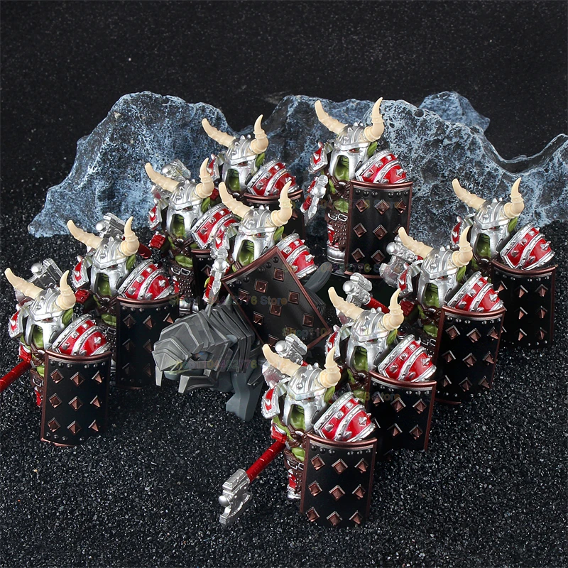 DT8905 P8011-8016 Armor Wolf Mounts Game Series Orc Shields Axe Accessoires Blocs de construction Figurines d'action Puzzle Jouets pour enfants Cadeaux