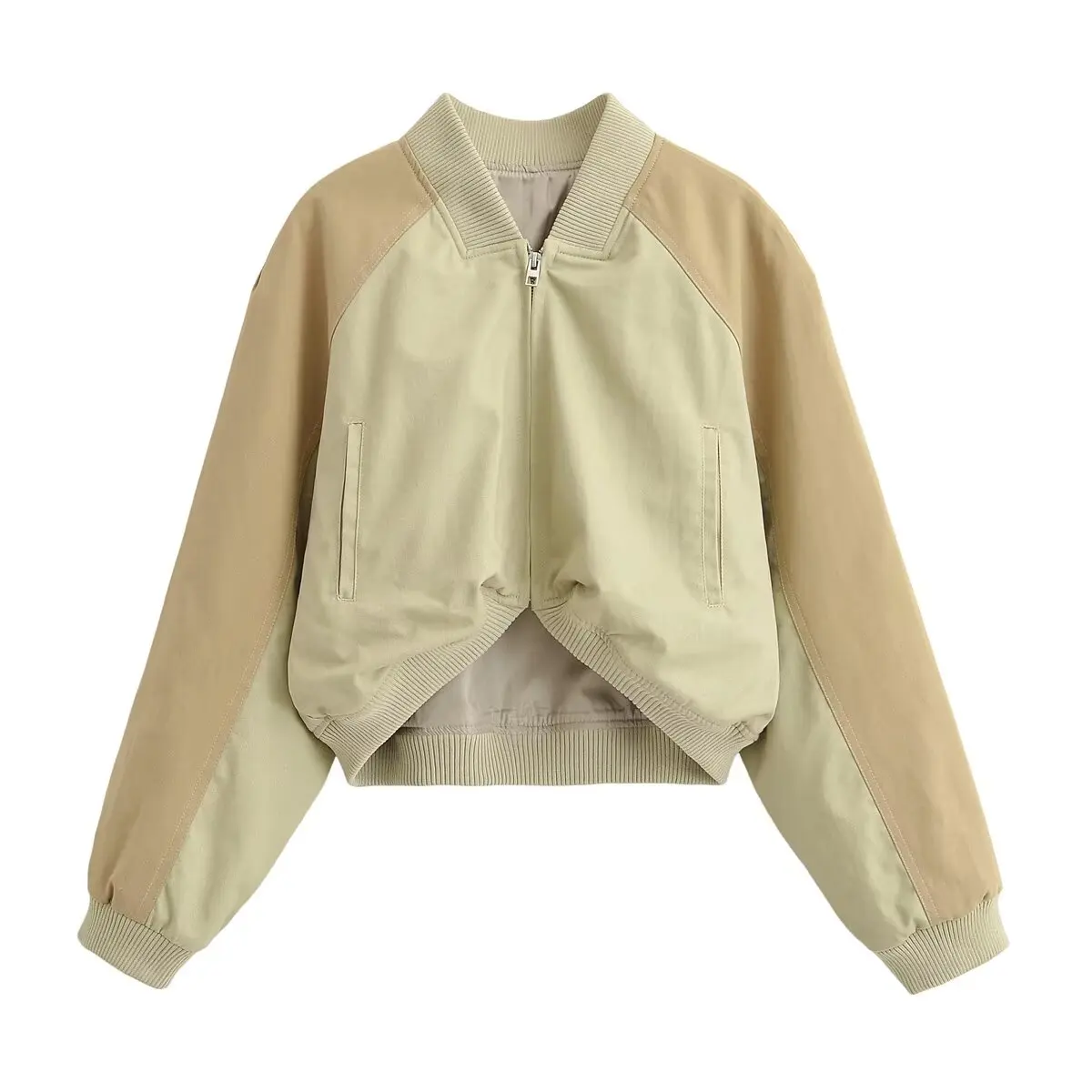 

Women's Bombers Jackets Coat 2026 zanban Long Sleeve Cropped Top Patchwork Elegant Fashion Outwear Woman Jackets Streetwear Coat