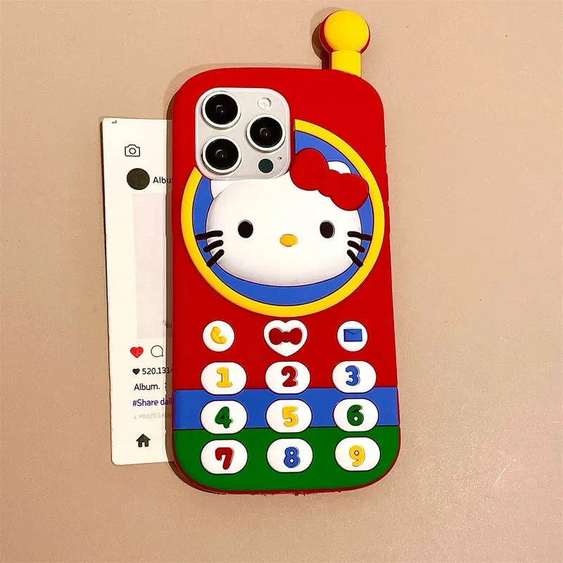 

Милый чехол для телефона Ins Hello Kitty для iPhone 16, 15, 14, 13, 12, Pro Max 16 PRO 16 Pro Max, 3D мультяшный мягкий силиконовый чехол на заднюю панель