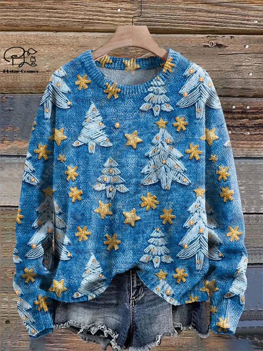 

3D Printing Christmas Christmas Tree Santa Claus Tattoo Cat Animal Deer Bear Sweater Streetwear Casual Winter Sweatshirt M56