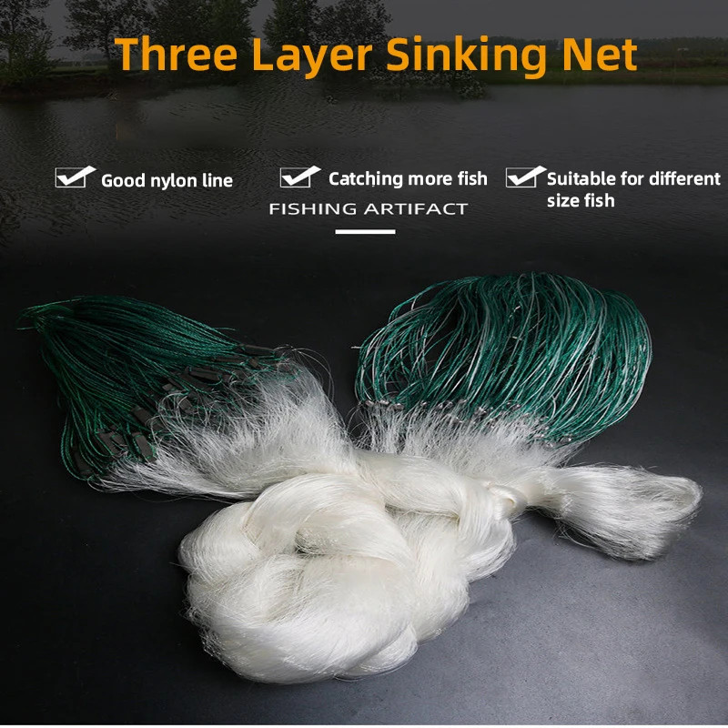 ヌナタック-ギルネット漁網-トラップネット-魚捕獲ネット-コイ釣りネット-浮き網-沈み網-7m-43m-極細ナイロンメッシュネット