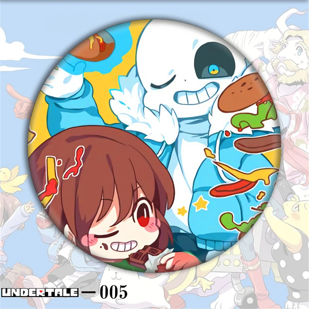 58mm Anime UNDERTALE Frisk Sans Papyrus Flowey Cosplay COSTUME Badge broche SPTE fer blanc broche ﻿   Accessoire Gilf