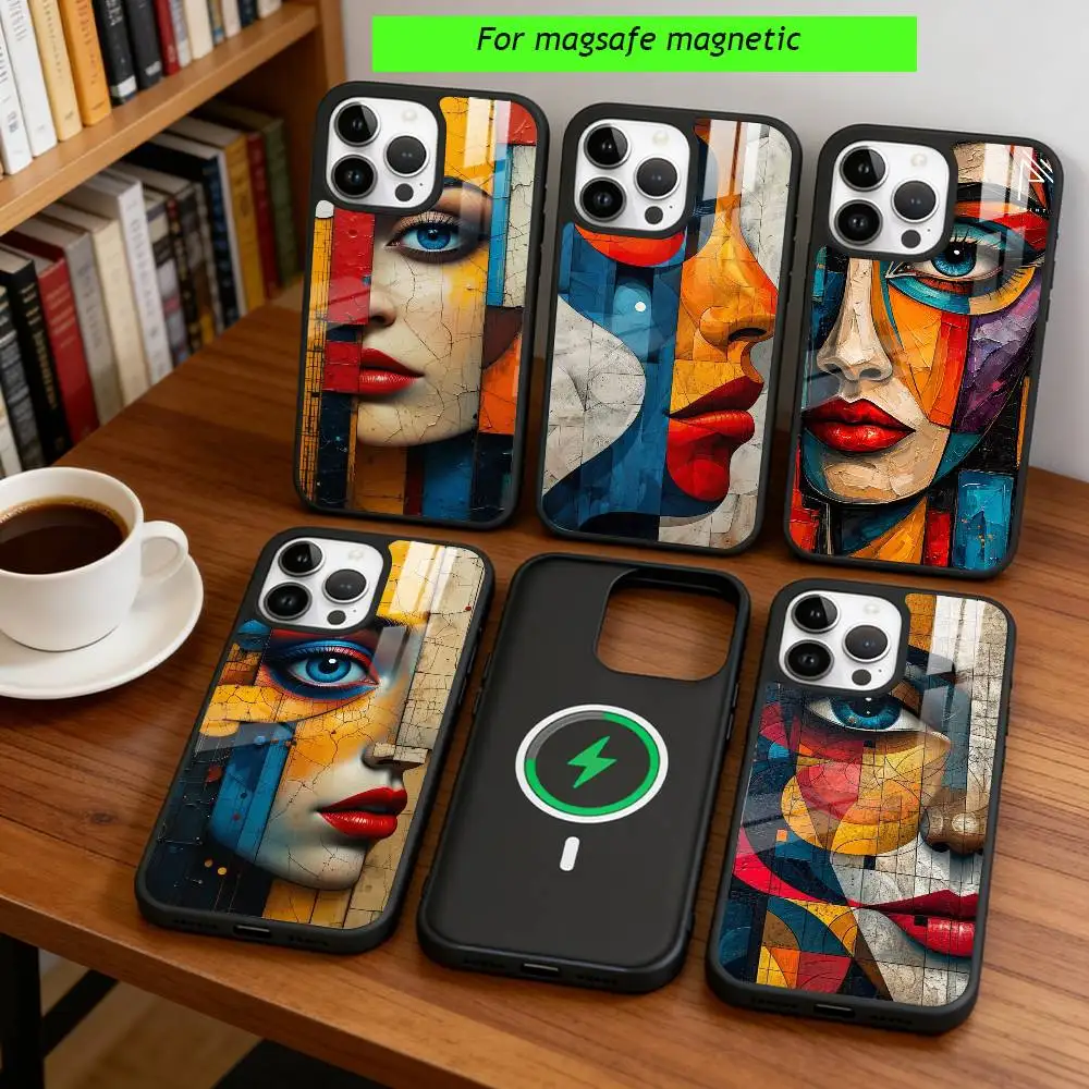 

Cubist Art Phone Case For iPhone17,16,15,14,13,12,11 Plus,Pro Magnetic with Magsafe Wireless Charging
