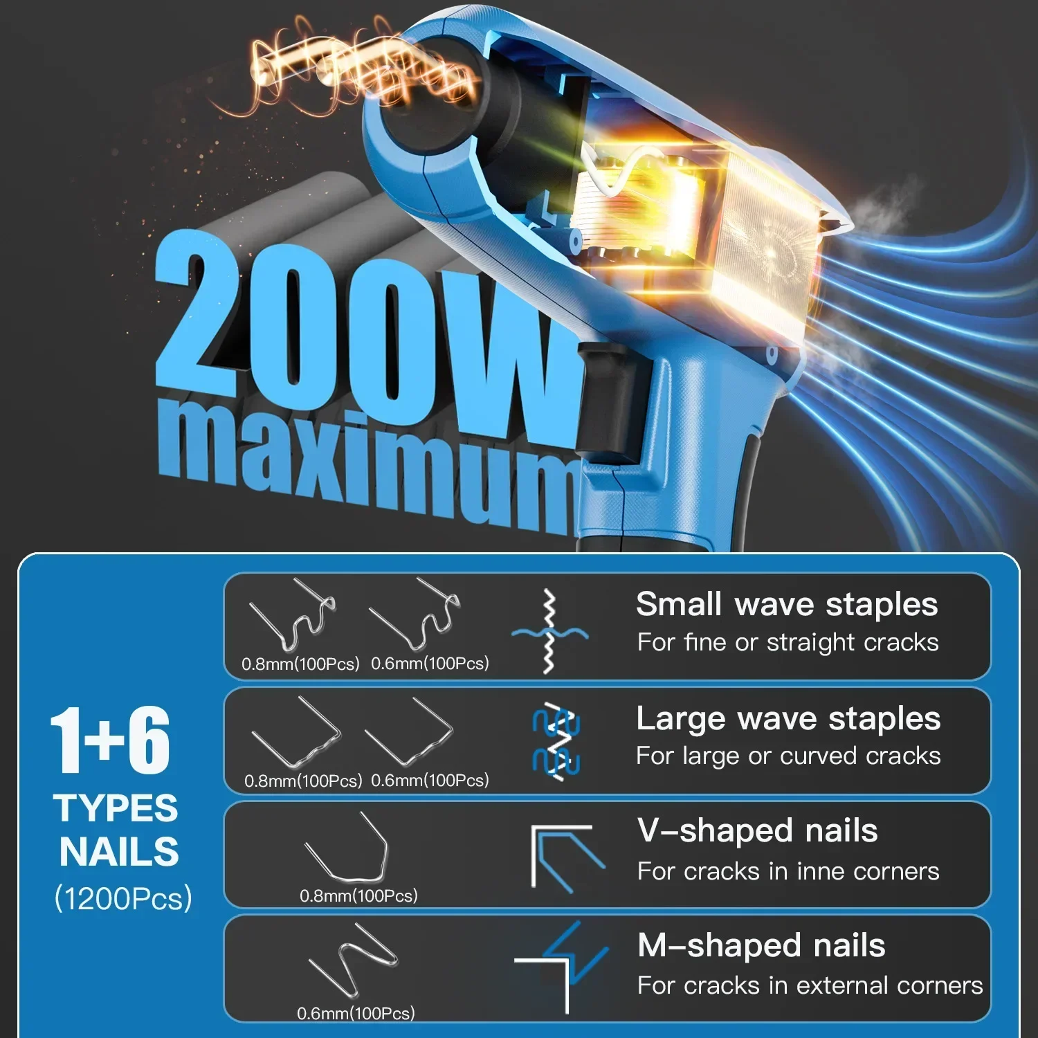 実用的な新製品200w-110v-220v-高出力自動車バンパー修理機-プラスチック修理溶接ネイル-プラスチックツール-xc-200