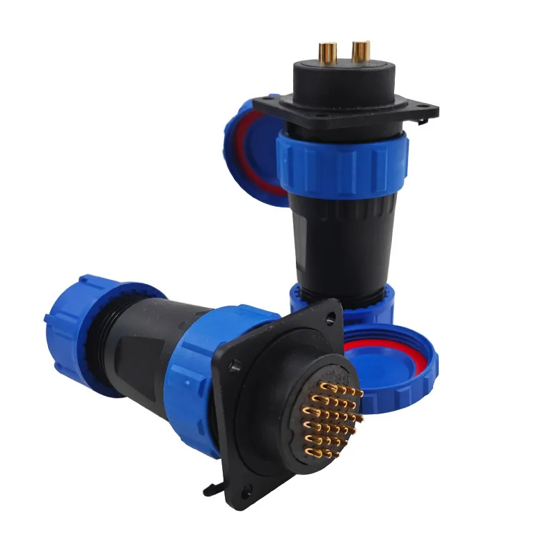 SP28 Straight IP68 Waterproof Connector Flange Socket 2 Pin Various Sizes 3-26 Pins Options Available