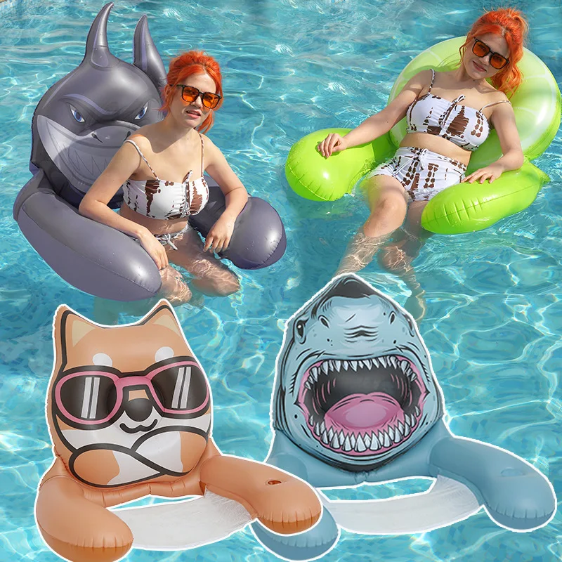 Inflatable Animal Pool Lounger - Foldable Mesh Water Hammock Floating Bed for Adults Summer Beach Lake and Pool Party Friendship