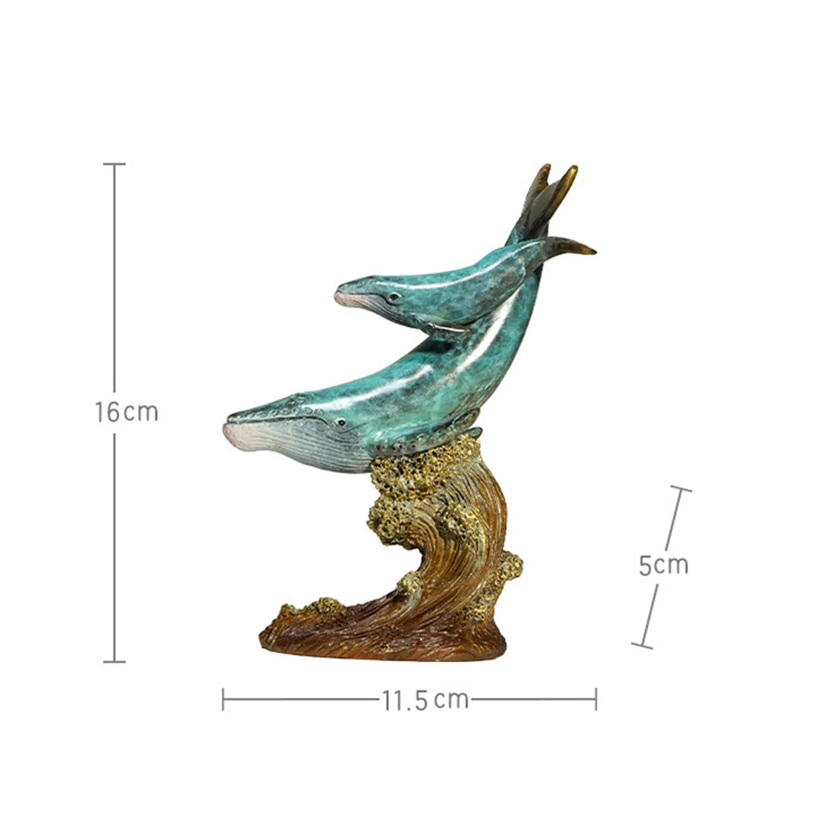 Whale Craft Model Brass Sculpture Metal Marine Creature Desktop Display Ornament Home Scene Collectible Decoration Birthday Gift