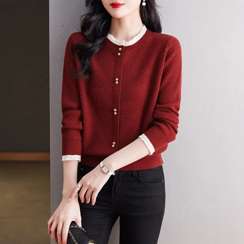 

Тонкий женский кардиган с круглым вырезом Nec, облегающий короткий свитер в новом стиле, пальто на весну и осень, верхняя рубашка