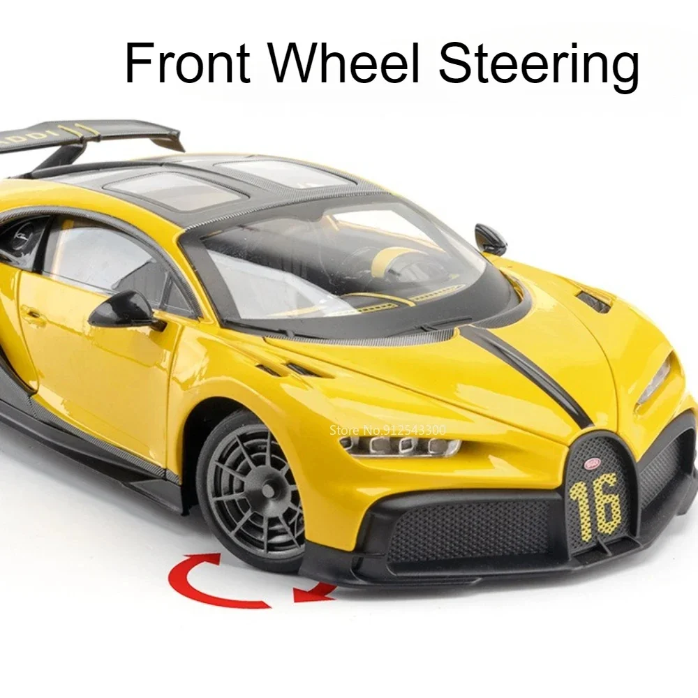 1:18 escala chiron modelo de carro esportivo brinquedo diecasts portas de metal aberto som luz absorção de choque veículos brinquedos presentes para crianças