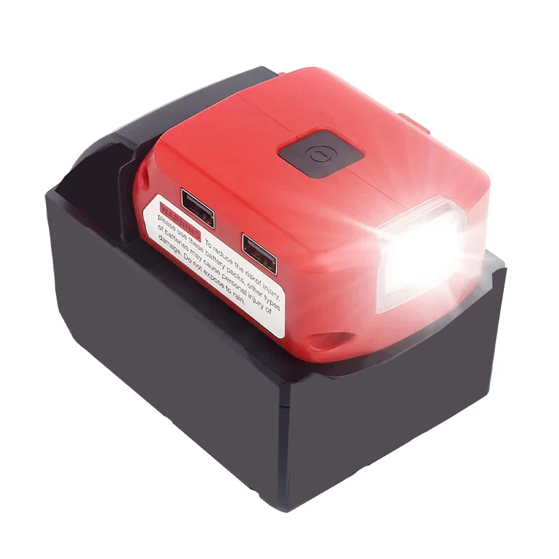 

Battery Adapter for Milwaukee 18V Li-ion Battery Power Source with Dual USB 5V/2.1A 3W LED Work Light