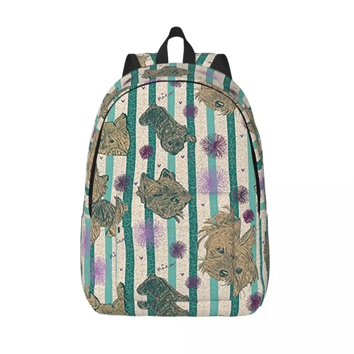 Yorkshire Terrier Dog Backpack for Preschool Primary School Student Plaid Anime Bookbag Boy Girl Kids Canvas Daypack Hiking