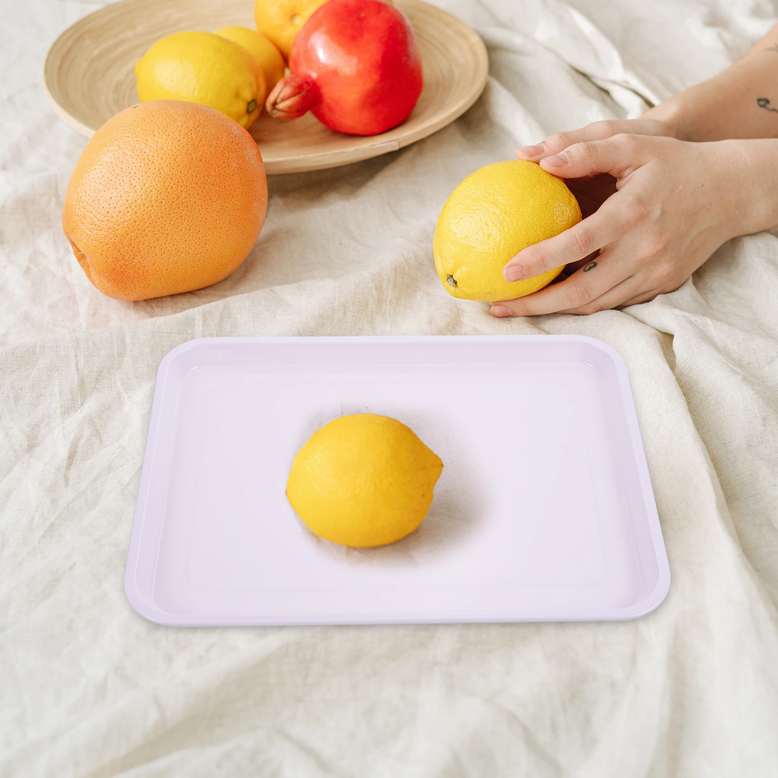 

White Tray Plastic Serving Tray Storage Container for Food Kids Kindergarten Crafts Decoration Household Use