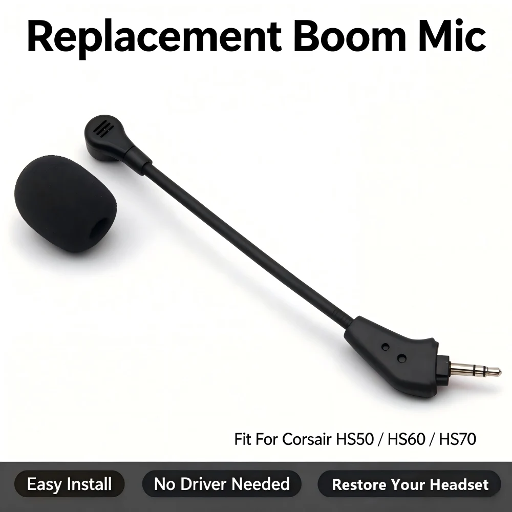 Detachable Mic Replacement For Corsair HS50 HS60 HS70 Wire Gaming Headset Microphone 3.5MM 3-Pole Stereo Plug