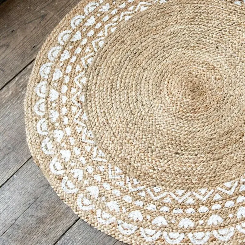 Rugs and Carpets for Home Living Room Modern Boho Natural Jute Round Rug Eco Clean Handmade Rug 3 X 3 Feet