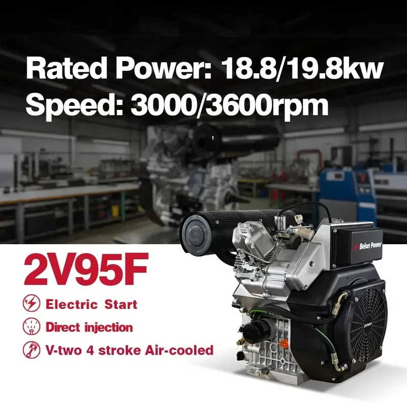 26hp 27hp Air Cooled Double 2 Cylinder Small Tapered Shaft Diesel Engine Used for Helicopters, Motorcycles, Small Boats