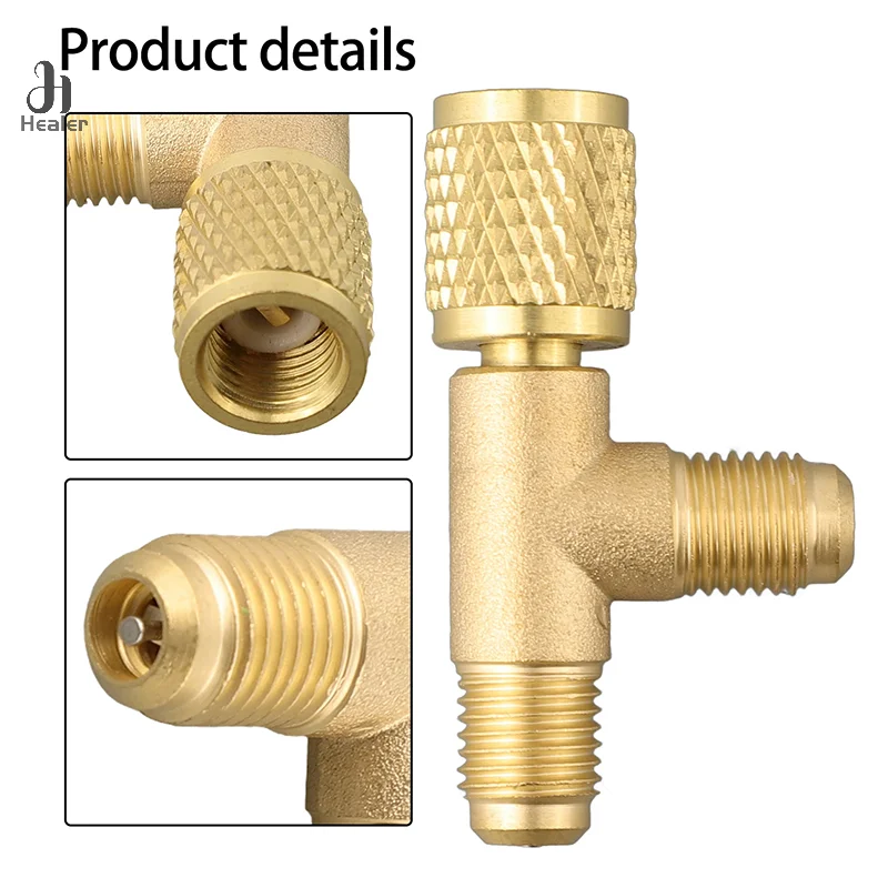 Adaptador en T de núcleo de válvula, estructura resistente de alta resistencia, acoplador rápido, adaptador en T para R22 R12 R134, 2 uds.