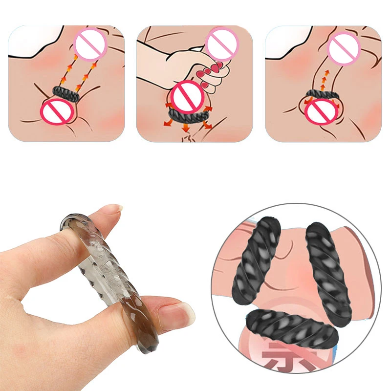 3 Pcs/Set Cock Penis Ring Bead Penis Ring Male Delay Ejaculation Lasting Silicone Erection Ring Sex Toys For Men Adults Game 18+