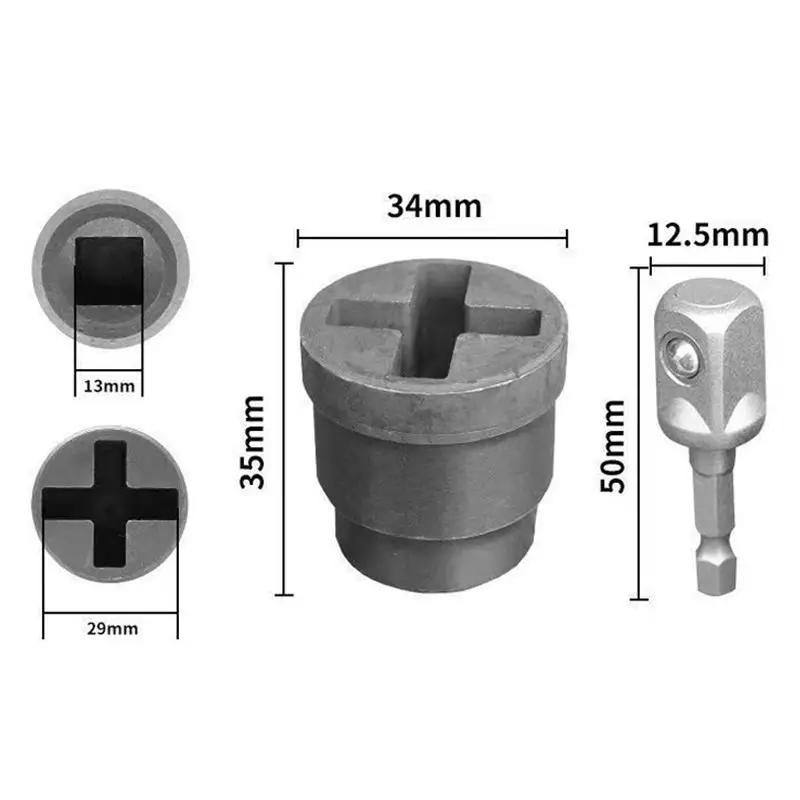 

Car Disassemble Tool Steel Ball Joint Rod Impact Wrench Tool Universal Scissor Car Jack Adapter Rv Stabilizer Jack Drill Adapter
