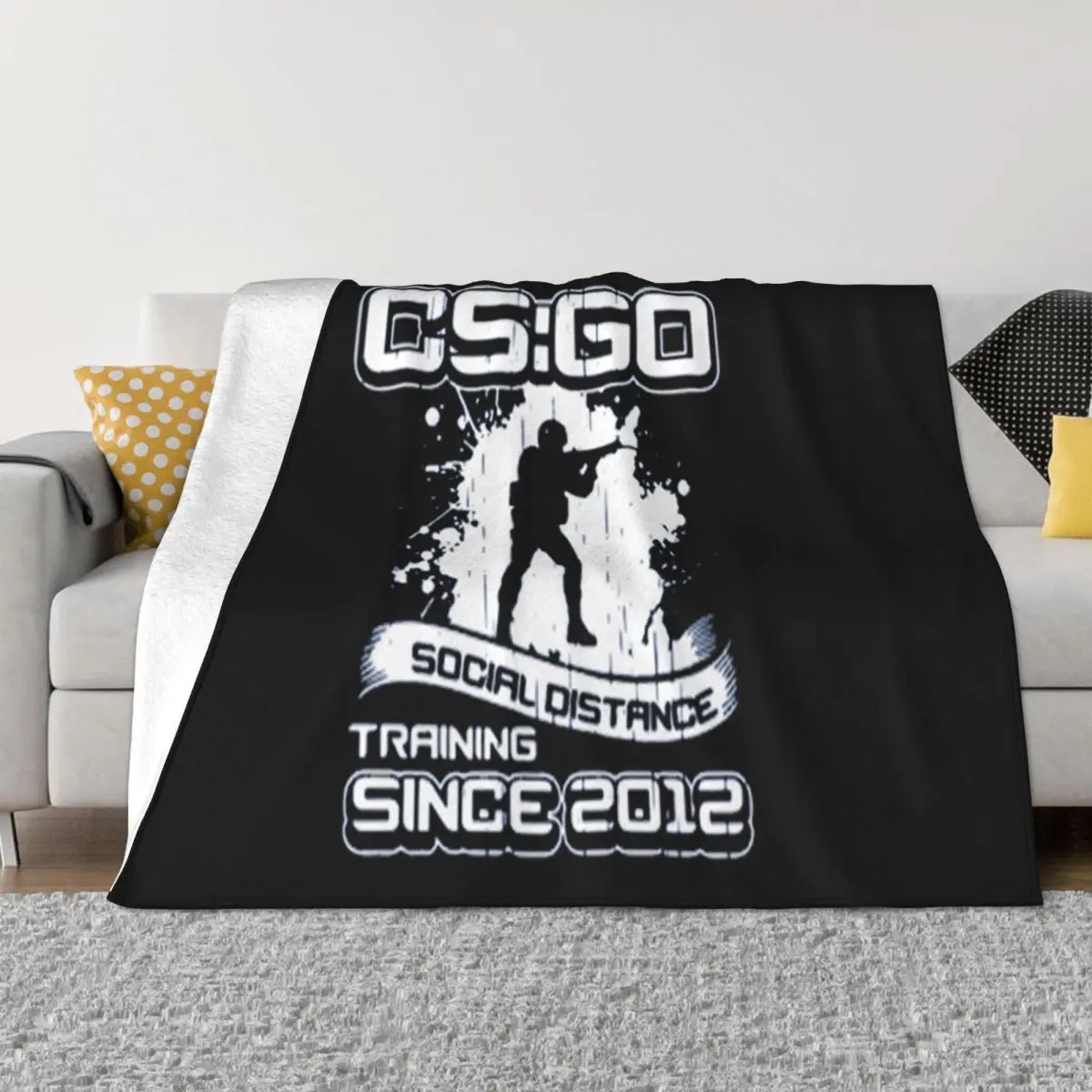 Cs Go Social Distance Training Since 2012 Funny Solid Color Sale Customized Designing Man Dj Throw Blanket